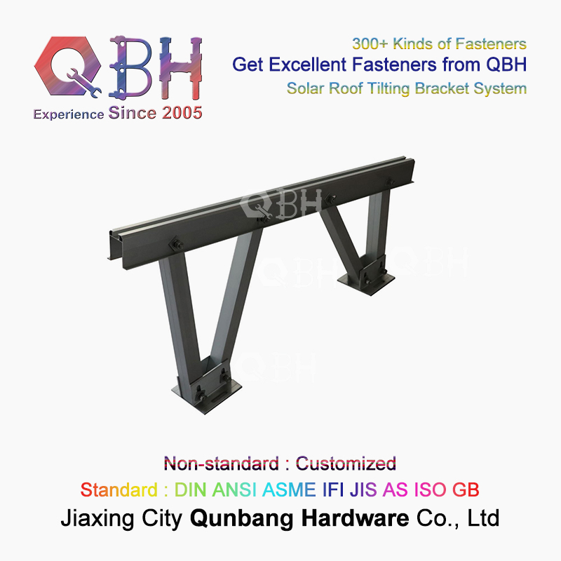Qbh Customized Photovoltaic PV Energy System Roofing Tilting Mounting Solar Power Panel Aluminum Alloy Extrusion Guid Bracket Supporting Structure for Solar