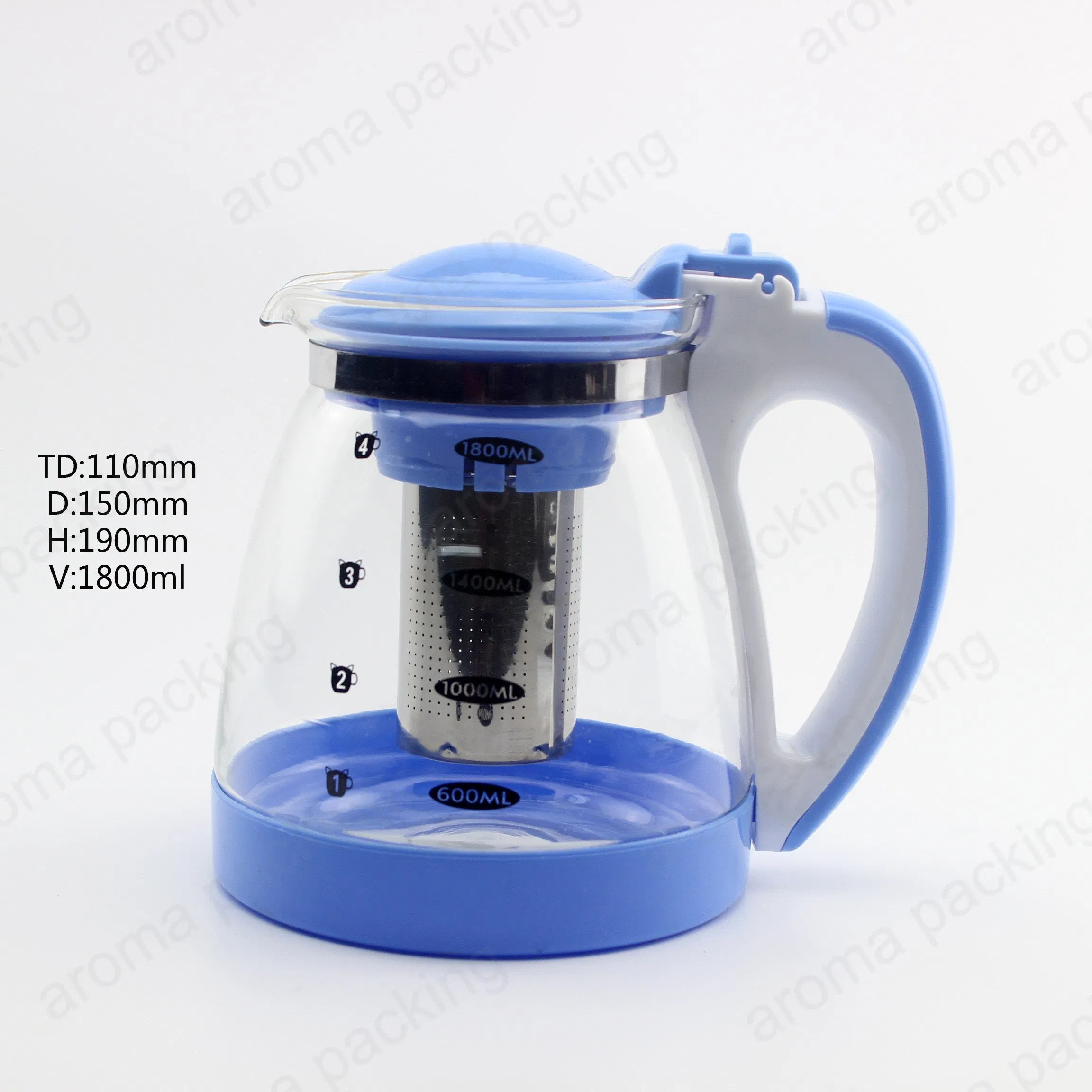 Wholesale Color 1800ml Coffee Tea Sets Glass Teapot