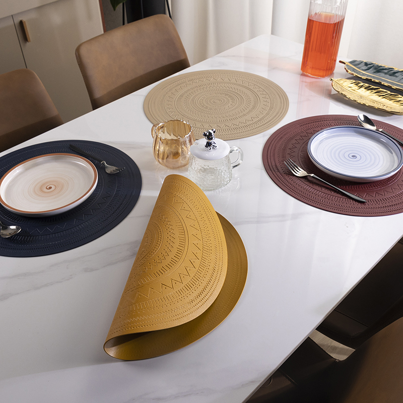 PVC Leather Dining Table Mat Placemat Pad with Heat Insulation Decorative Pads for Home Office