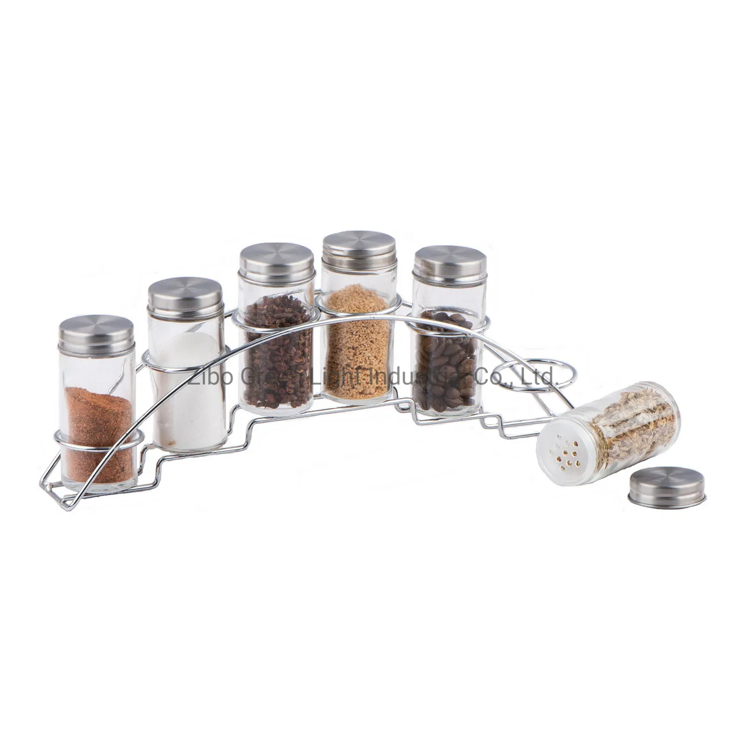 6PCS 80ml Glass Spice Jar/Spice Bottle/Seasoning Bottle/Spice Shaker with Metal Rack