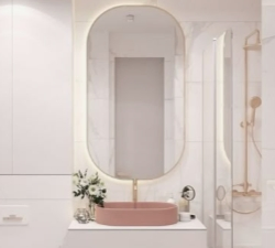 LED Mirror Wall Mounted Hanging Piece - 6mm Thickness, 3000K Warm Light