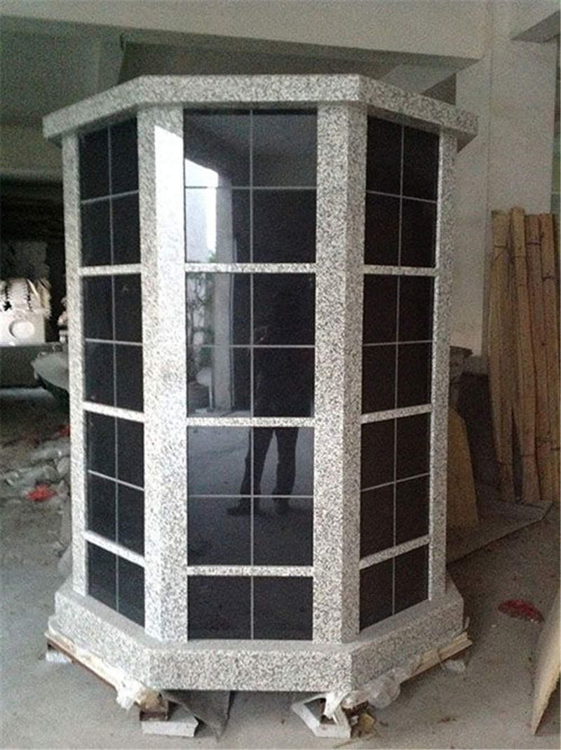Grey Granite Columbarium Niches Tombstone with Colum