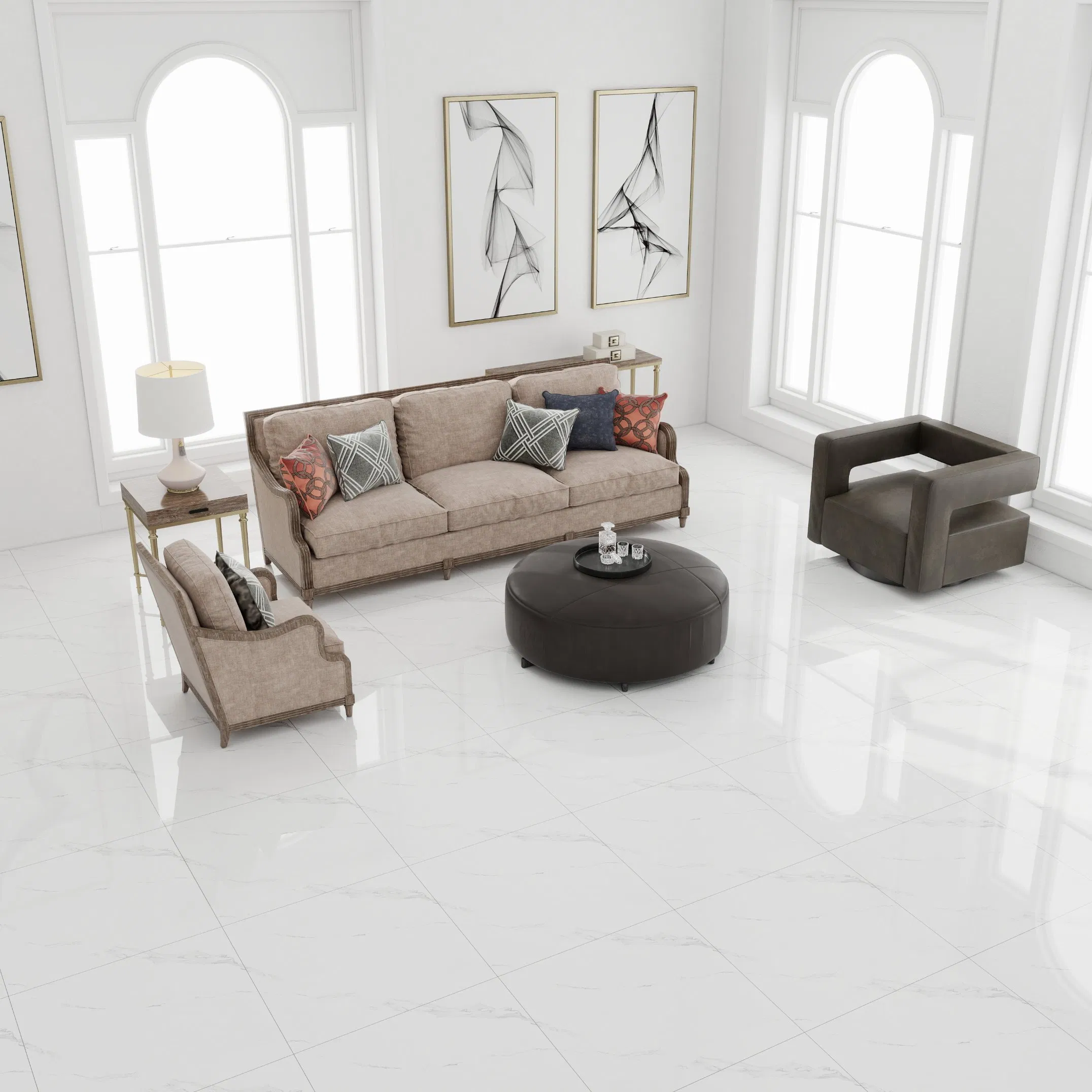 Плитка напольная глянцевая 60x60 см, фарфор