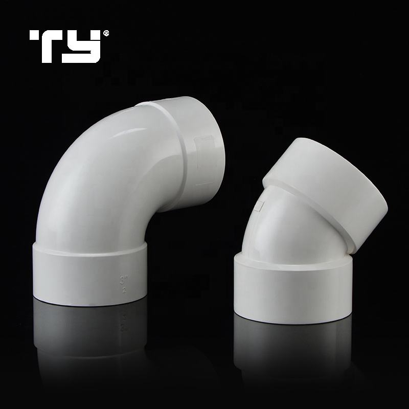 PVC-U Plastic Drainage Pipe Fitting 45 Deg Elbow ASTM D2665 Lesson Dosen Sam-UK Tianyan OEM