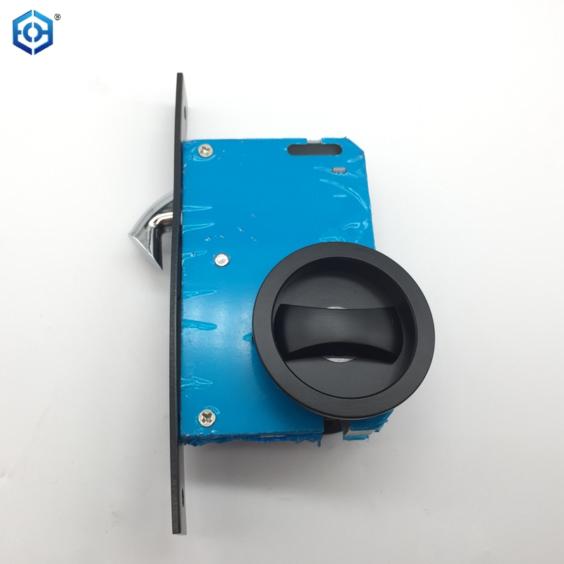 Black Round Zinc Alloy Sliding Door Lock