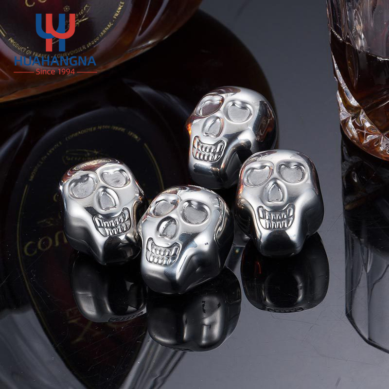 Reusable Skull Shaped Stainless Steel Ice Cube Whiskey Stones