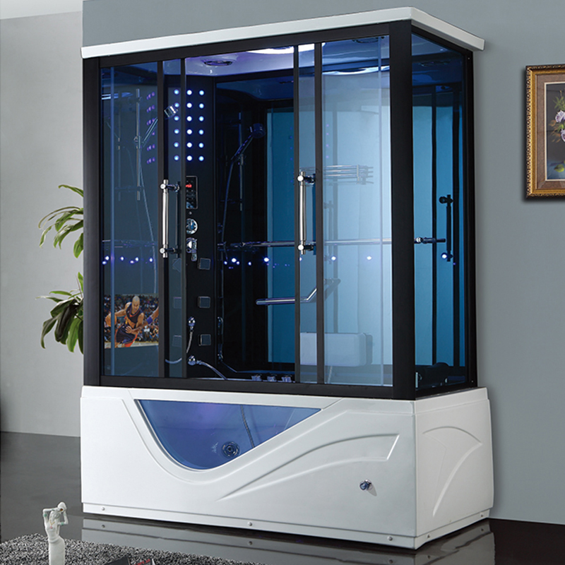 Home Bathroom Deluxe Steam Enclosure Shower with TV Whirlpool Bathtub
