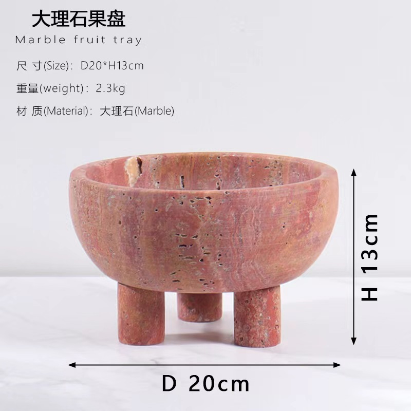 Home Decor Natral Travertine Marble Bowl Fruit Decorative Storage Bowls
