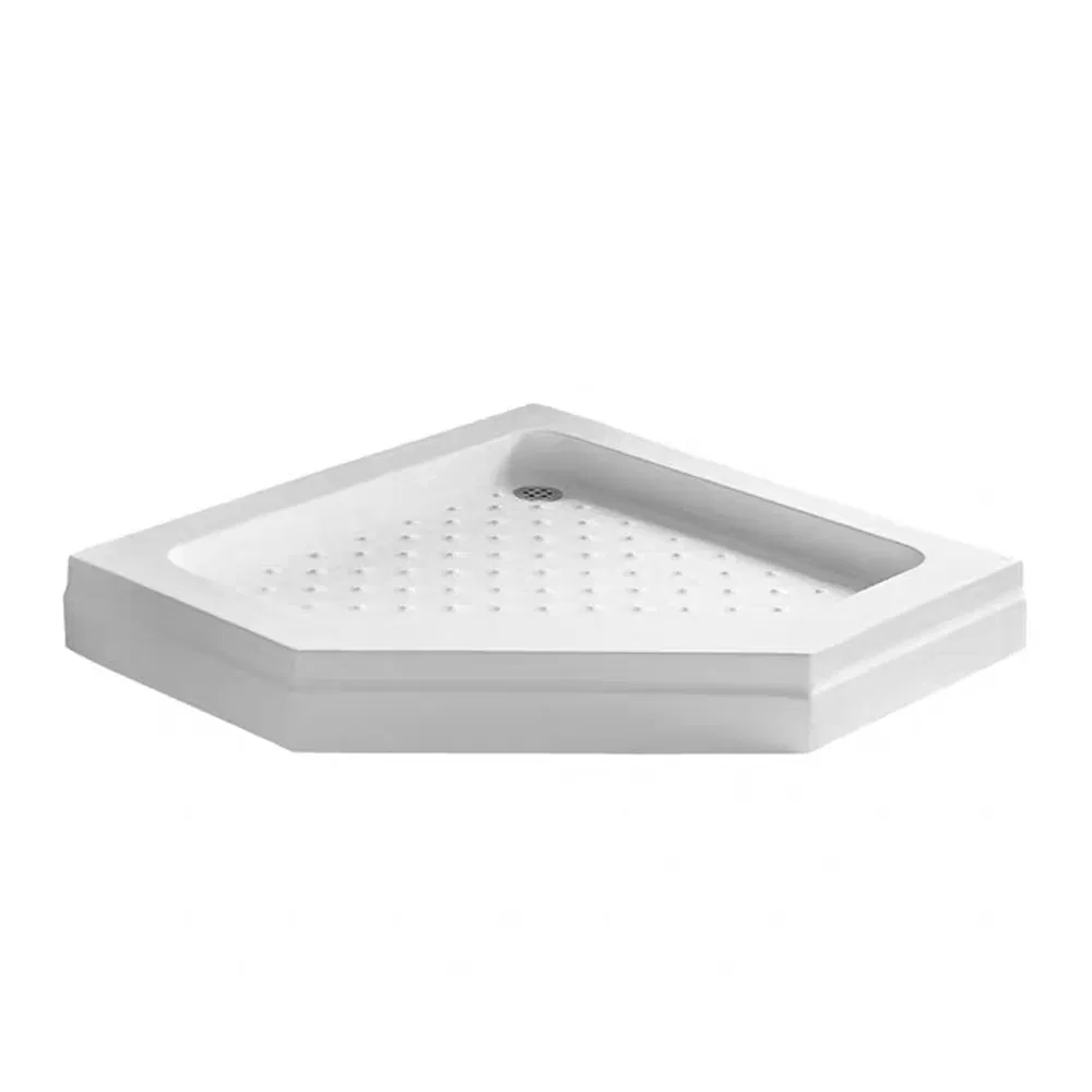 Diamond Acrylic Shower Tray in White with Two Tiling Flanges