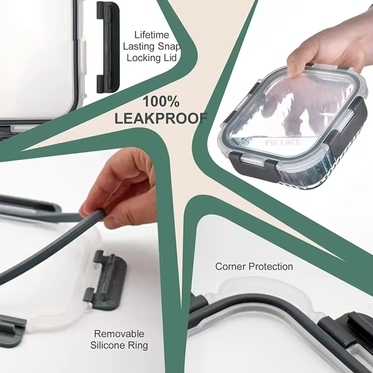 Versatile Ribbed Design Glass Food Storage Containers with Lids