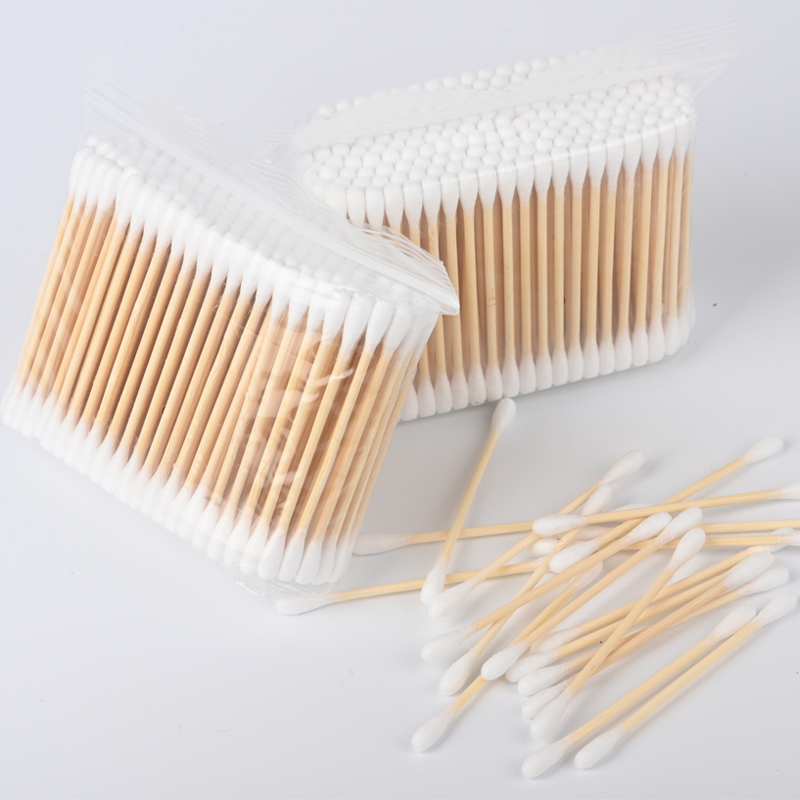 200PCS Custom Private Label Bamboo Cotton Swabs Double-Headed Wooden Cotton Sticks for Ear Cleaning