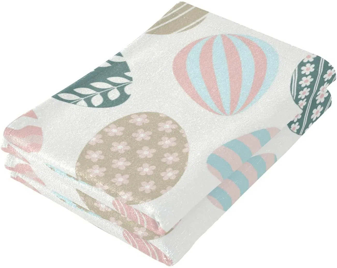 Happy Easter Eggs Hand Bath Towel Hanging Towels Set Bunny Tail Rabbits Flowers Kitchen Dish Towel Highly Absorbent 2PCS