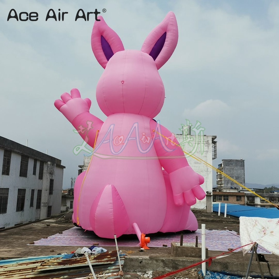 8mh Giant Pink Inflatable Easter Rabbit Bunny with Bow Tie for Easter Day Outdoor Yard Lawn Decor