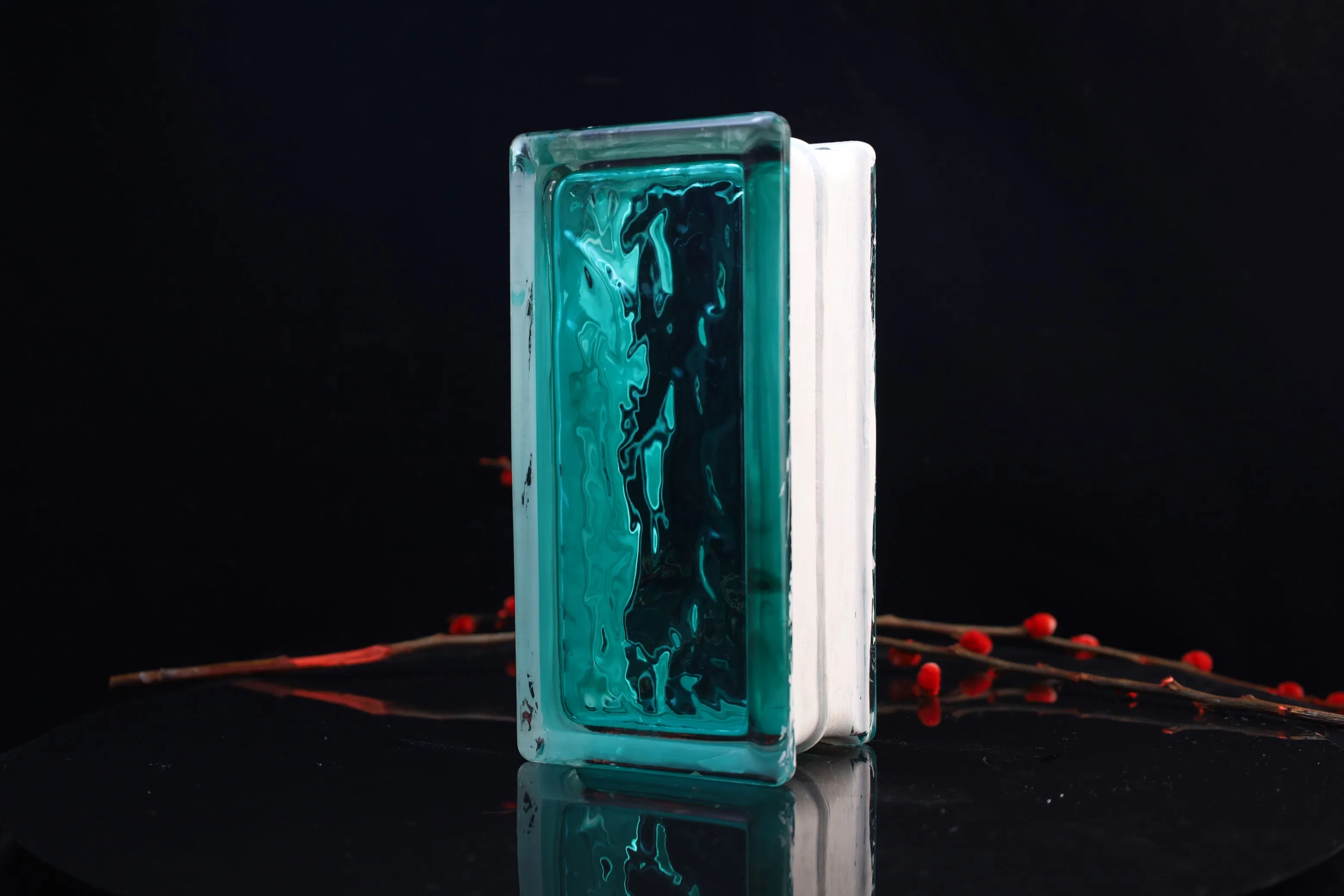 High Quality Jinghua Cloudy Blue Color 190X190X80mm Glass Block/Brick