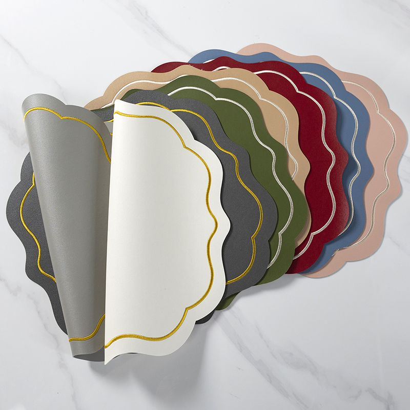 PVC Leather Embroidery Waterproof Wedding Placemat Table Mat Place Mats Dining Table Mat