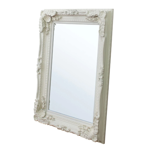 Ortonbath1 Antique PS Frame White Framed Bath Home Smart Wall Mounted Non-LED Mirror Bathroom Designer Art Mirror