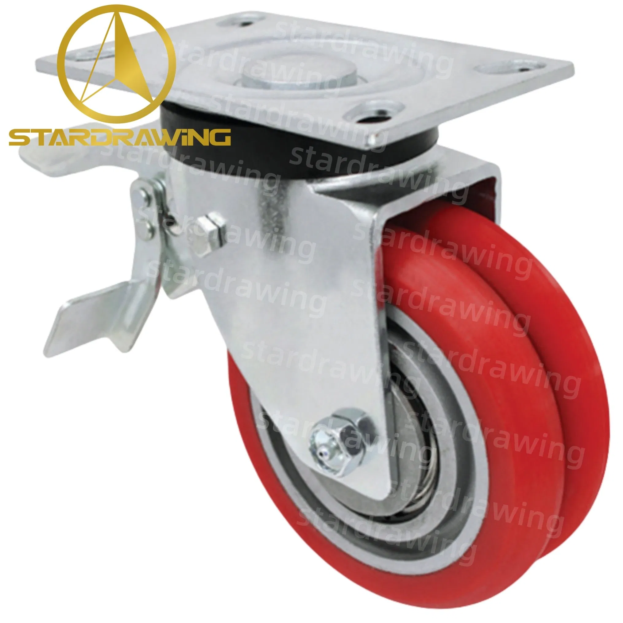 Stardrawing 4/5/6/8inch 100/125/150/200mm Industrial Dolly Wheels Heavy Duty Trolley Caster with Brake