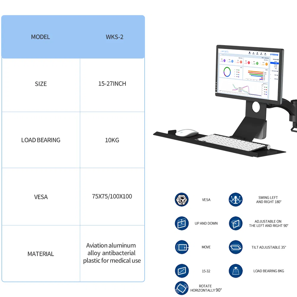 Likaymo Wks-2 Medical Aluminum Alloy Adjustable Arm Hospital Workstation