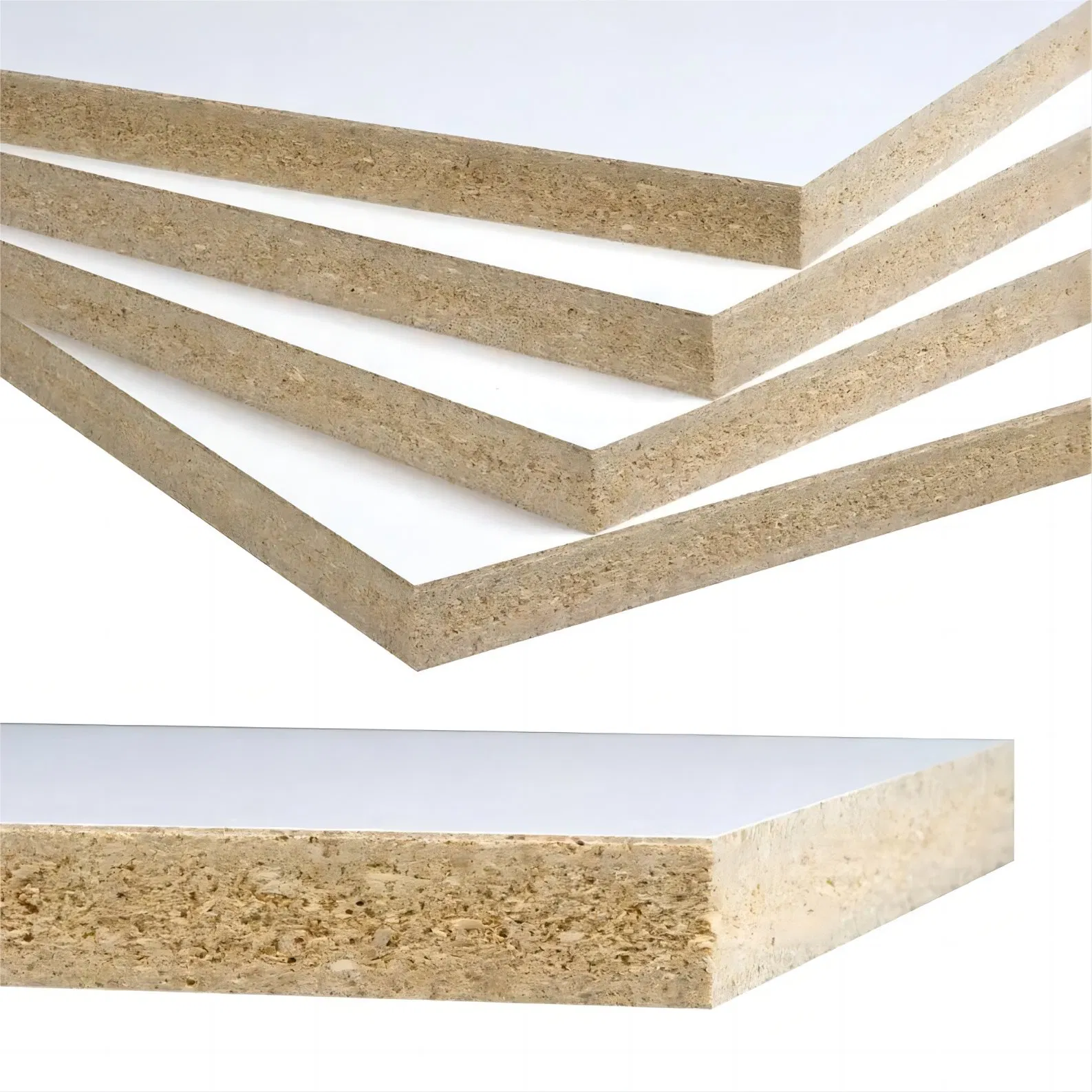 High Quality 12mm 16mm 18mm White Melamine MFC Board for Furniture Flakeboards Particle Board Particleboard Sell