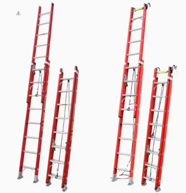 Aerial Work Ready Fully - Insulated 8- Section Fiberglass Insulating Telescoping Ladder