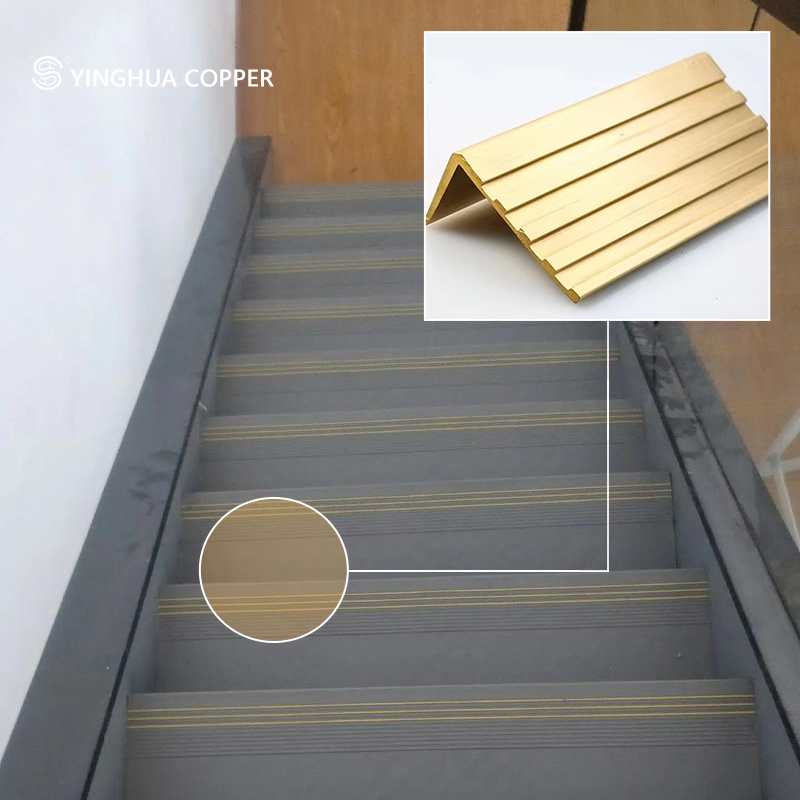 L-Shaped Non-Slip Brass Stair Corner Guard for Safety