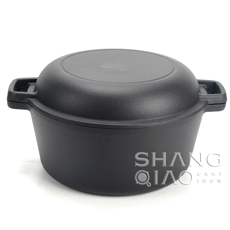 Чугунная 2-в-1 жаровня Dutch Oven, предварительно прокаленная