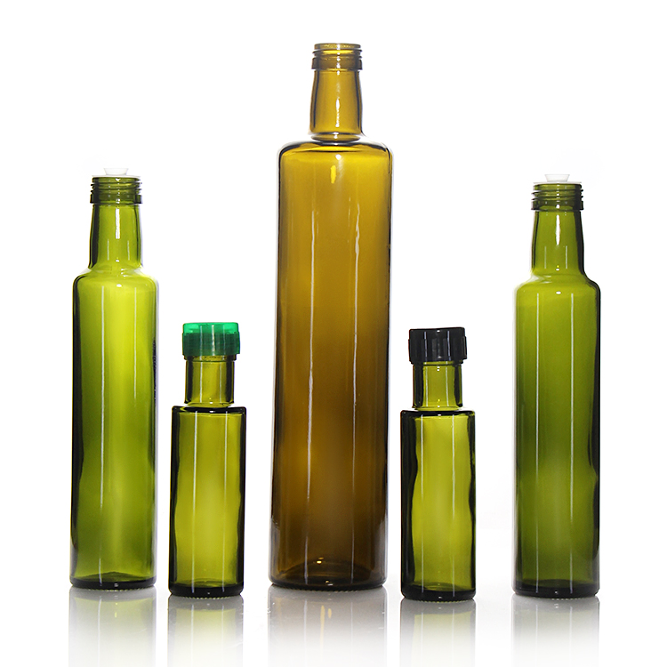Premium Dark Green Marasca Glass Olive Oil Bottles - 250ml, 500ml, 750ml