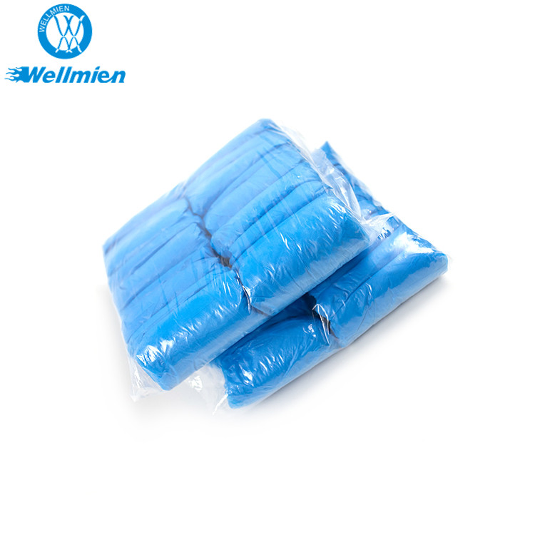 Machine-Made Blue Color Disposable Waterproof PE/CPE Plastic Shoe Cover for Laboratory