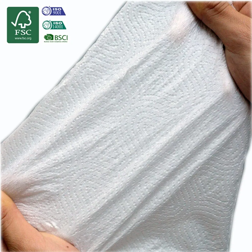 100% Bamboo Pulp Eco Friendly Custom Embossing Kitchen Paper Towel Roll