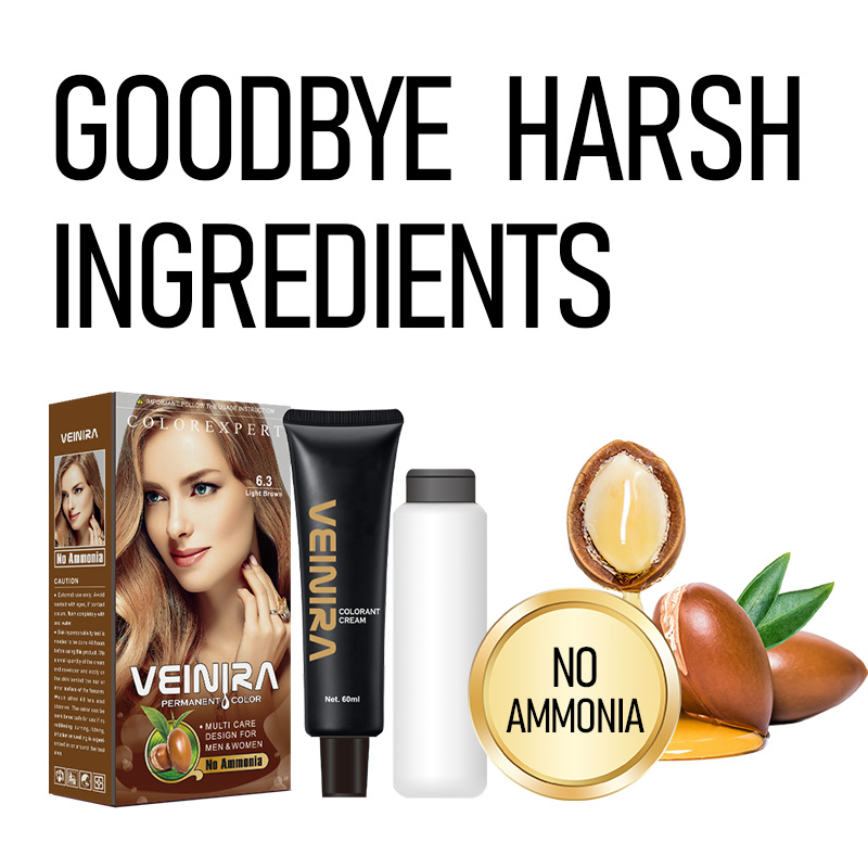 Veinira New Product No Ammonia Permanent Hair Color Cream for Salon Home Use Men Women
