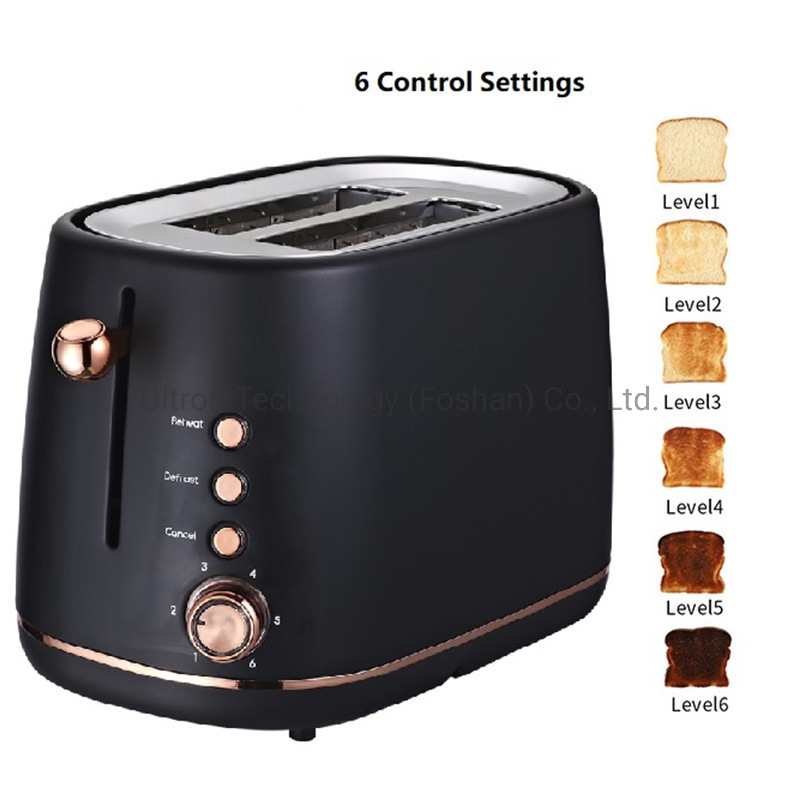 Stainless Steel Automatic Pop-up Toaster with High Lift & Variable Width, Black and Rose Gold