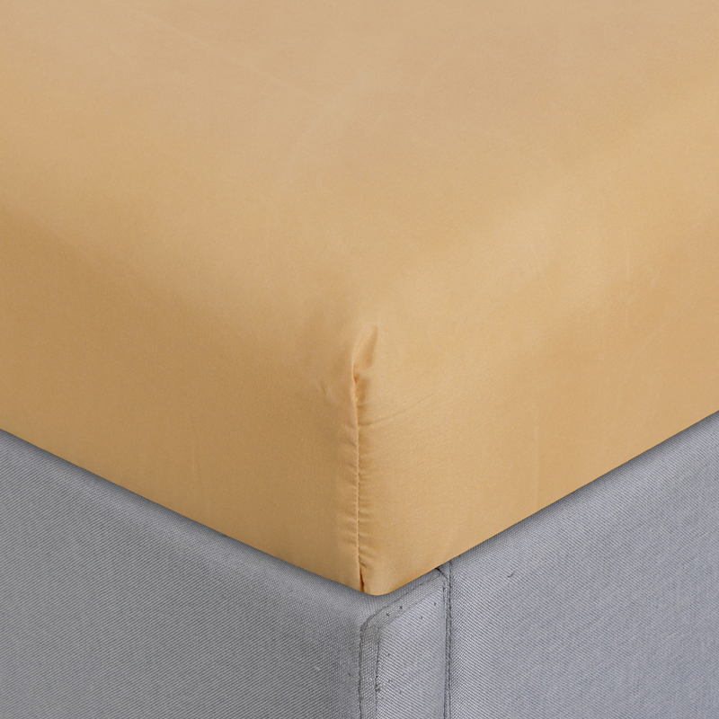 Yellow Polyester 3 Piece King & Queen Size Plain Bedding Sheet Set with Elastic All Around for Home