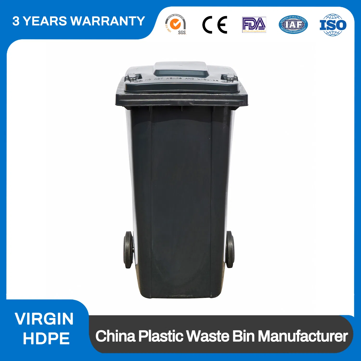 China Manufacturer Customizable Green Blue Yellow 100L 120L 240L 360L 660L 1100 Liter Plastic HDPE Outdoor Dustbin Rubbish Trash Wheelies Garbage Waste Bin