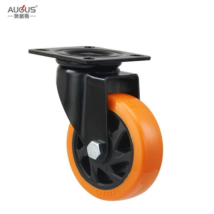 Medium Heavy Duty PU Cart Caster Wheel Swivel Caster with Double Brake
