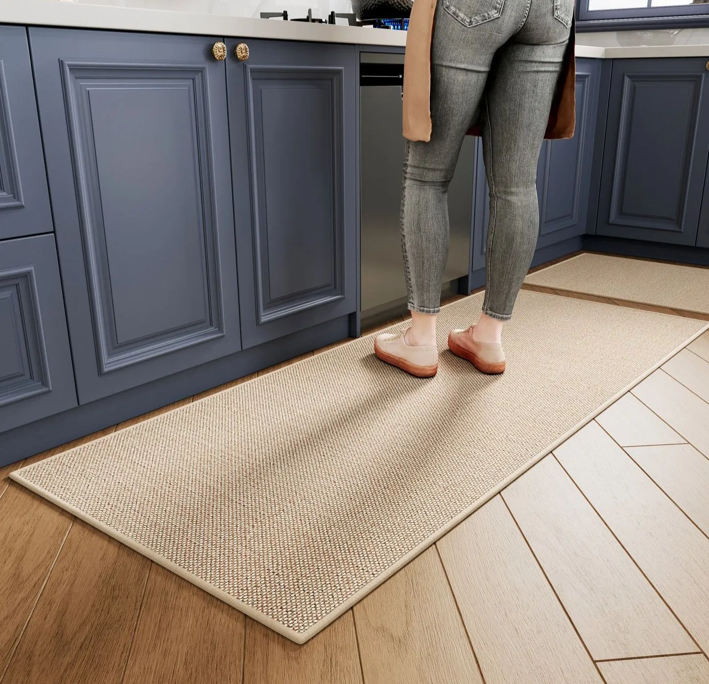 Premium Washable Flax Kitchen Floor Mat - Dirt-Resistant Design