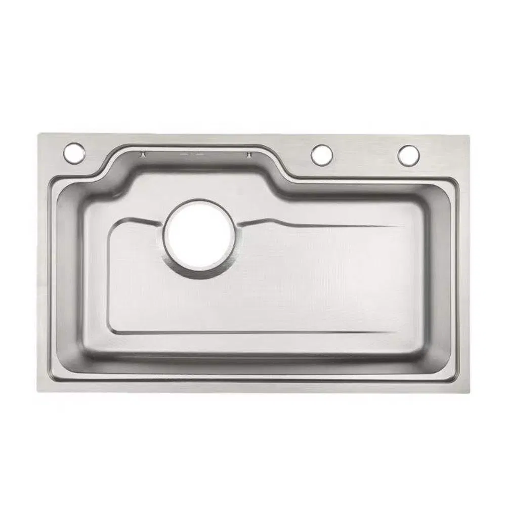 Custom Large Capacity 304 Stainless Steel Single Bowl Kitchen Sink with Rice Embossing Design Featuring 3 Hole Design