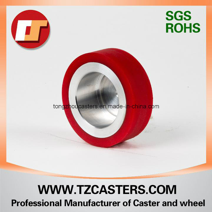 OEM China Factory Manufacturer 5" Red PU on Cast Iron Heavy Duty Anti-Resisting Muted Rigid Caster Wheel for Workbench/Factory Factilty 80*100