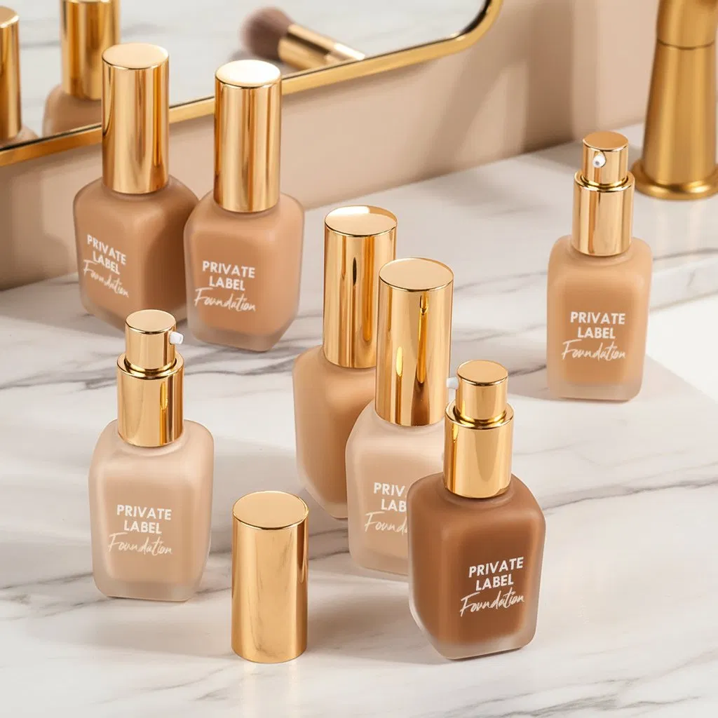 Non-Caking Customization Liquid Dark Skin Foundation for Acne-Prone Skin Concealing