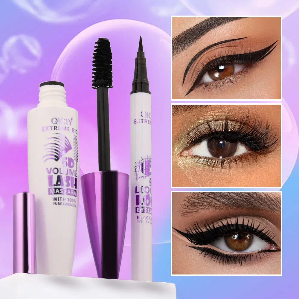 11g Waterproof Non-Smudge Lengthening Eyelashes Eyeliner+Msacara Makeup Set