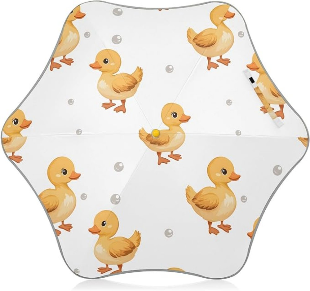 Funny Yellow Duck Straight Umbrella with Reflective Strips Safety for Children