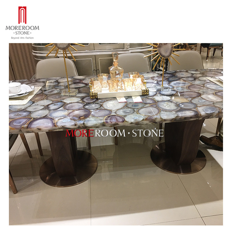 Luxury Palace Reception Yellow Mookaite Jasper Large Dining Room Counter Top