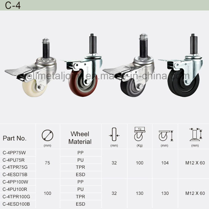 Rubber Wheel Thread Stem Top Industrial Caster (C-4)