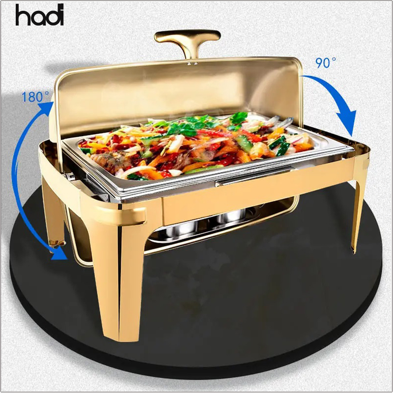 Hadi 9-Liter Stainless Steel Food Warmer Rectangular Chaffing Dishes Hotel Restaurant Buffet Hot Pot Best Sale