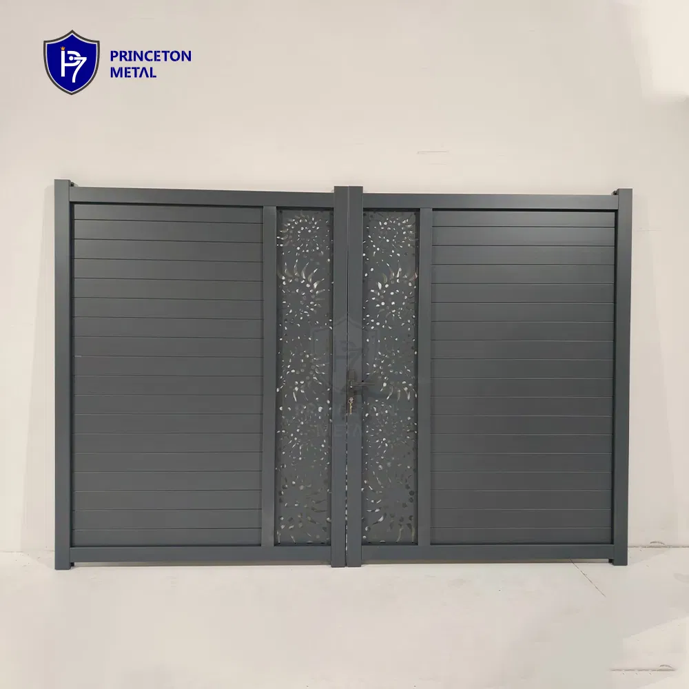 Modern Design Laser Cutting Aluminum Double Swing Gate Home Entrance Security Metal Residential Gate with Lock