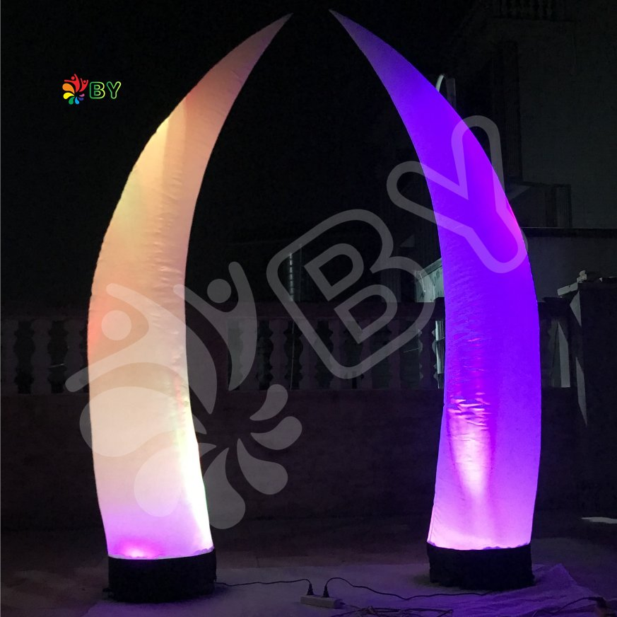 2024 Hot Sale Inflatable Luminous Cone, Inflatable LED Ivory Balloon for Event Decoration