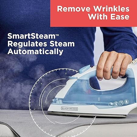 Easy Steam Compact Iron for Clothes, Automatic Shutoff, Nonstick Plate, Light Weight, 1200 Watts