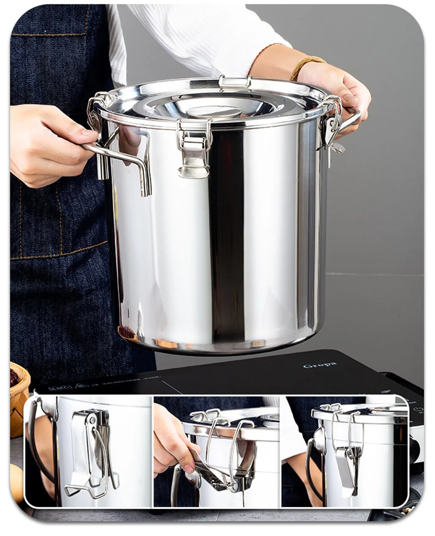 3L 6L 10L 12L 14L 20L 28L Stainless Steel Sealed Barrel SS304 Food Grade Sealing Bucket Soup Barrel
