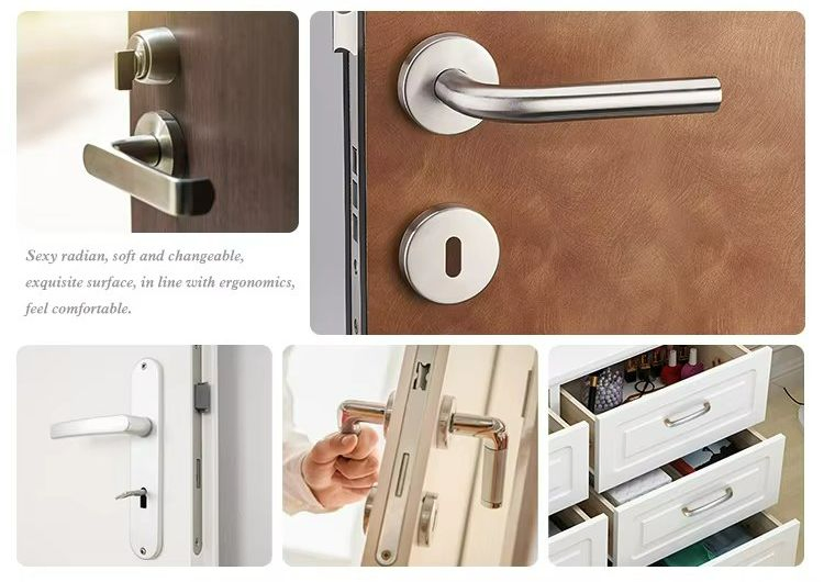 Stainless Steel Interior Cylinder Hole White Door Lever Handle
