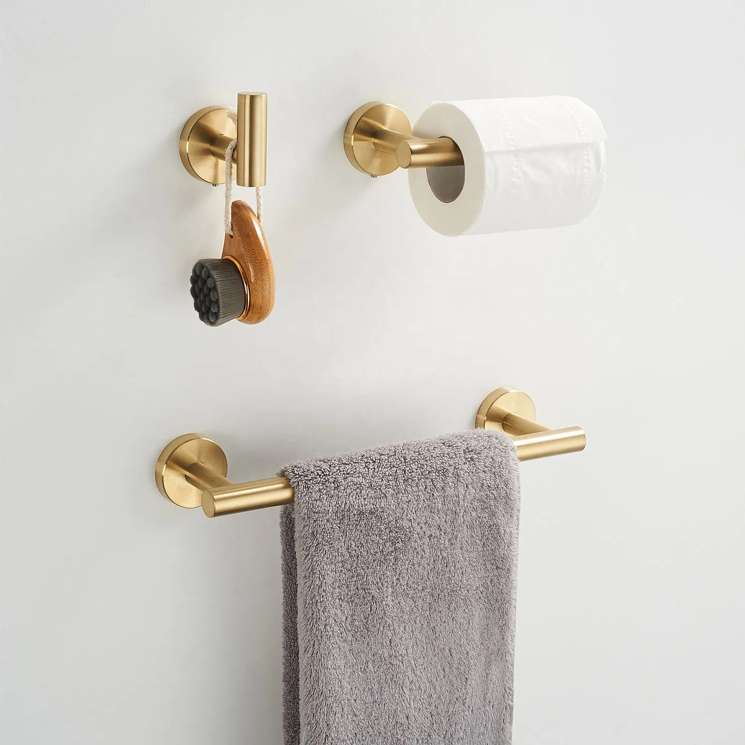 3 Pieces Wall Mount Gold 304 Stainless Steel Bathroom Accessories