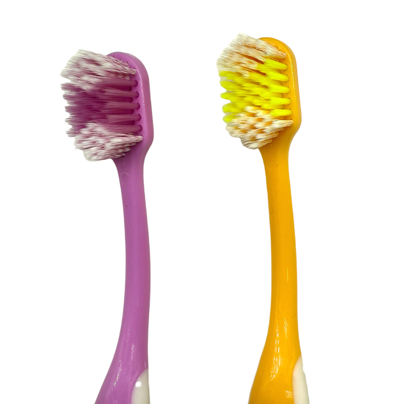Hot Sale Adult Color Handle Double Color Bristle Massage Plastic Injection Rubber Toothbrush